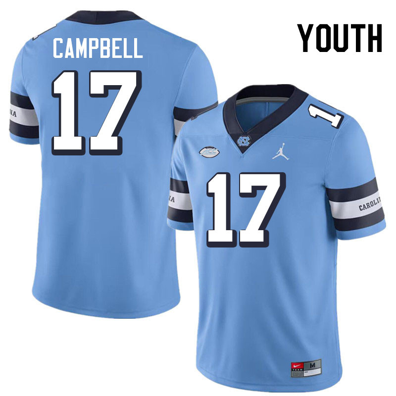 Youth #17 Amare Campbell North Carolina Tar Heels College Football Jerseys Stitched-Throwback